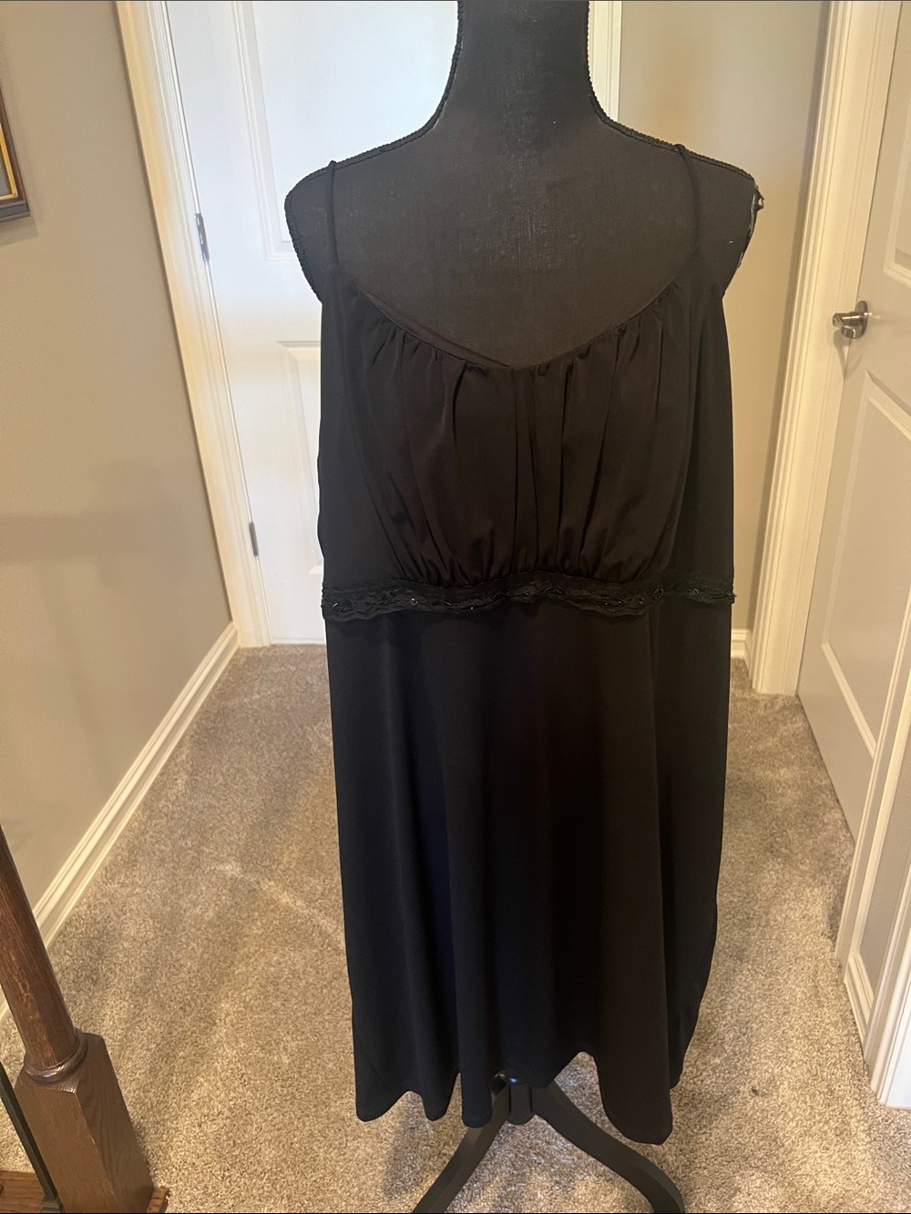 Lane Bryant Black Midi Slip Dress with Lace Banding